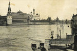 Вид с Москворецкого моста во время наводнения, апрель 1908 года

