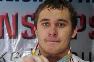 Знаменосец сборной России Дмитрий Хомяков