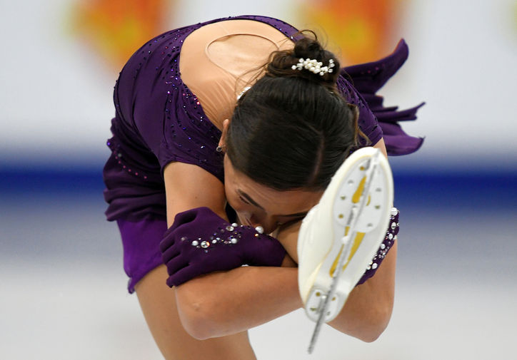Станислава Константинова во время выступления в произвольной программе женского одиночного катания на чемпионате Европы по фигурному катанию в Минске, 25 января 2019 года