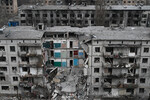 Разрушенные в ходе боев здания квартала Юбилейный в Авдеевке, февраль 2024 года