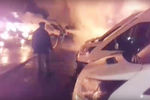 Последствия пожара на стоянке мобильных комплексов видеофиксации в Раменском районе Подмосковья, 12 ноября 2019 года