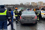Последствия аварии на Рублевском шоссе в районе станции метро «Кунцевская», 8 февраля 2022 года