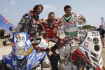 Победитель «Дакара» в классе квадроциклов Маркос Патронелли и призеры Рафал Соник и Игнасио Касале (слева направо)