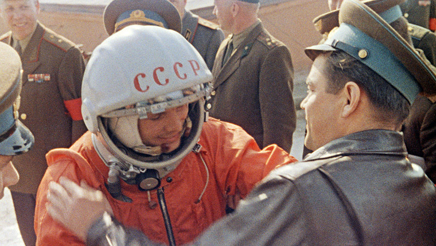 Юрий Гагарин перед&nbsp;стартом, 12 апреля 1961 года