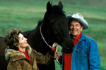 Нэнси Рейган и Рональд Рейган на своем ранчо, 1980 год