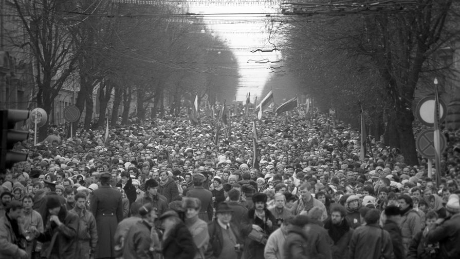 Митинг во время январских событий в Вильнюсе, 13 января 1991 года