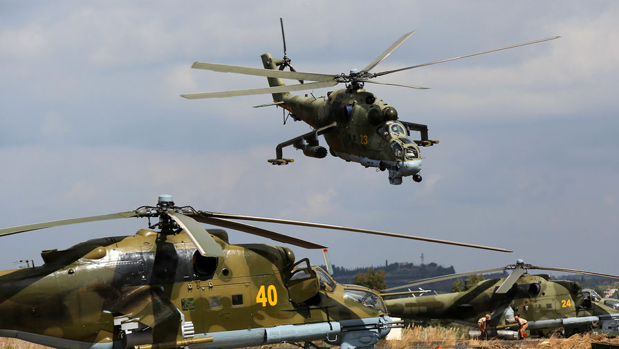 Российские ударные вертолеты Ми-24 на&nbsp;аэродроме Хмеймим