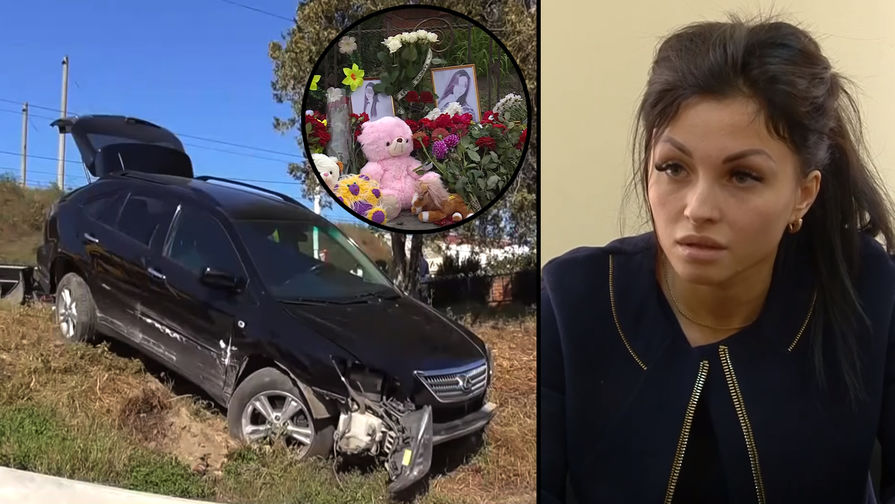 Последствия аварии в Парканах, цветы на месте происшествия и водитель Lexus Ирина Шкильнюк, коллаж