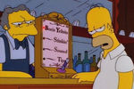 Гомер Симпсон и аппарат, определяющий уровень опьянения в баре у Мо, 10-я серия 8-го сезона, 1997 год
