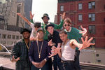 Участники Beastie Boys и Run-D.M.C. во время пресс-конференции на Манхэттене по случаю совместного концертного тура, 1987 год