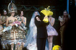 Валентин Юдашкин принимает поздравления после показа новых коллекций «Город на песке» и «Райские птицы», 1996 год