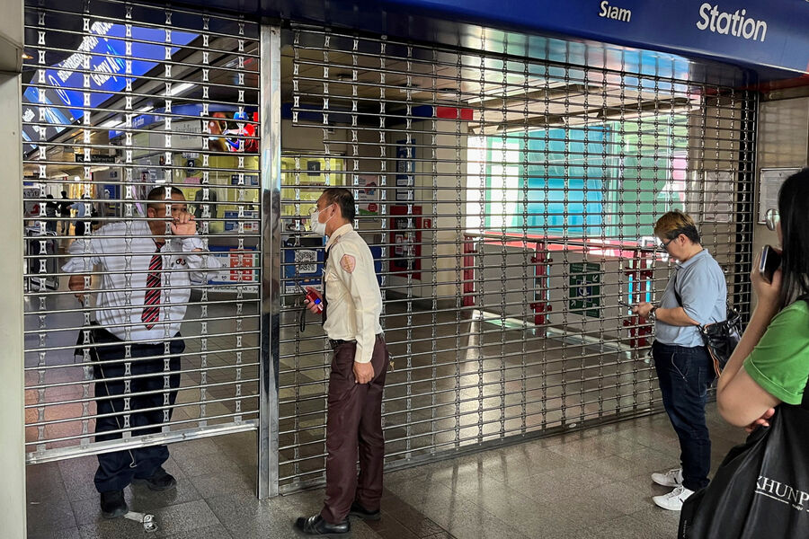 Закрытая станция метро в&nbsp;Бангкоке во время землетрясения, 28&nbsp;марта 2025&nbsp;года 