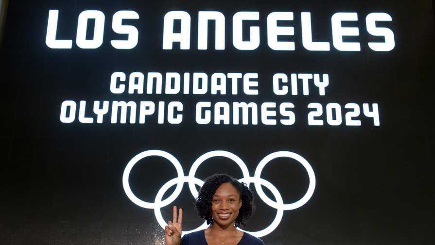 Американская бегунья Эллисон Феликс на презентации заявки Лос-Анджелеса на проведение Олимпиады-2024