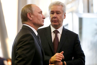 Президент РФ Владимир Путин и мэр Москвы Сергей Собянин