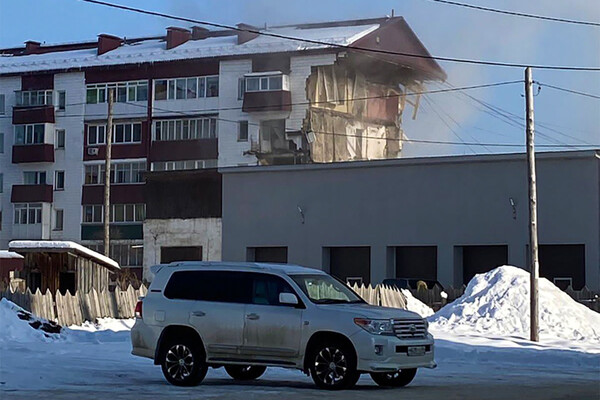 Вид на&nbsp;жилой дом в&nbsp;поселке Тымовское, где произошел взрыв бытового газа, Сахалинская область, 19&nbsp;ноября, 2022&nbsp;года