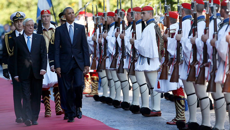 Президент США Барак Обама и его греческий коллега Прокопис Павлопулос 