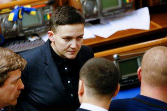 Депутат Надежда Савченко во время заседания Верховной рады в Киеве, 15 марта 2018 года
