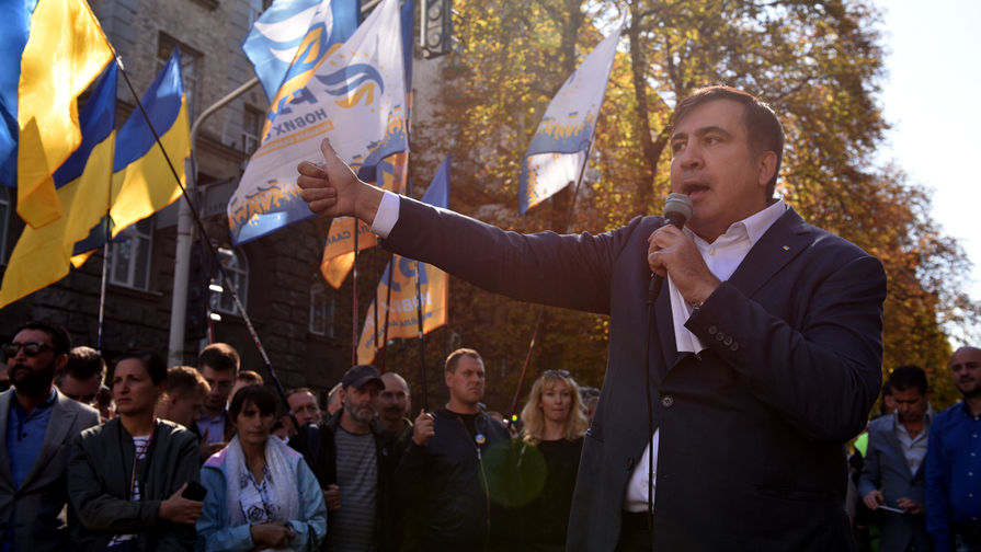 Экс-губернатор Одесской области Украины Михаил Саакашвили во время выступления в Киеве, 19 сентября 2017 года