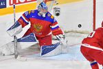 Вратарь сборной России Андрей Василевский в матче за третье место чемпионата мира по хоккею – 2017 между Россией и Финляндией.