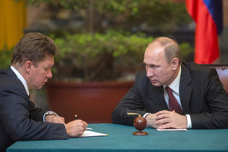 Президент России Владимир Путин и председатель правления ОАО «Газпром» Алексей Миллер