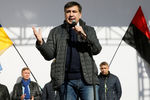 Выступление бывшего губернатора Одесской области Украины Михаила Саакашвили на митинге перед зданием Верховной рады в Киеве, 22 октября 2017 года