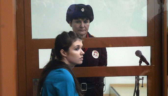 Бывшая студентка МГУ Александра Иванова (Варвара Караулова) в Московском окружном военном суде, 22...