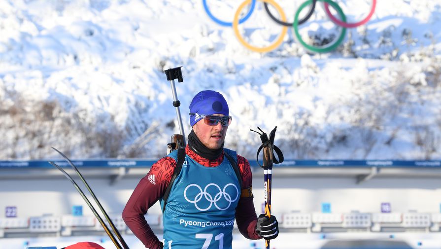 Российский биатлонист Антон Бабиков на тренировке перед Олимпийскими играми в Пхенчхане