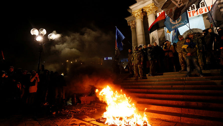 Беспорядки в Киеве в годовщину «майдана» (фоторепортаж)