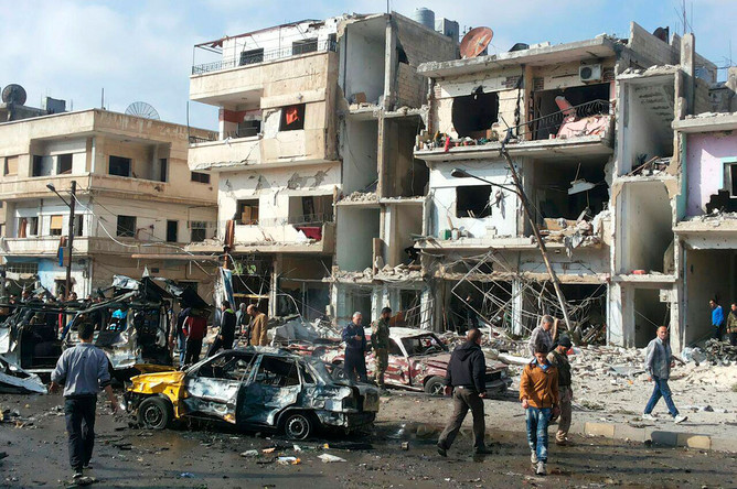 На месте террористического акта в сирийском Хомсе