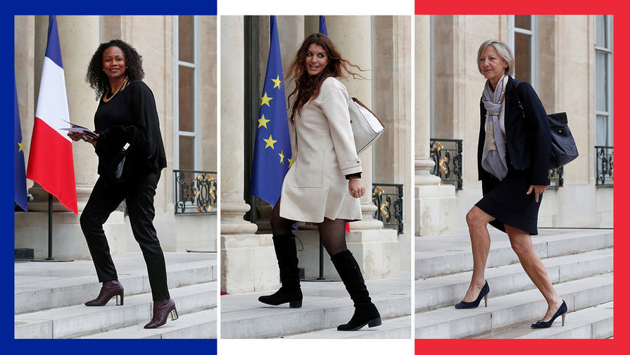 Французские министры Лора Флессель, Марлен Шьяппа и Софи Клюзель перед&nbsp;первой встречей кабинета в&nbsp;Елисейском дворце, 18&nbsp;мая 2017&nbsp;года