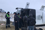 Последствия опрокидывания автобуса в кювет в Ростовской области, 31 января 2018 года