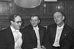 Народные артисты СССР Мстислав Ростропович, Дмитрий Шостакович и Святослав Рихтер, 1968 год