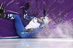 Олимпийская спортсменка из России Софья Просвирнова во время квалификационного забега на 1000 метров на соревнованиях по шорт-треку среди женщин на XXIII зимних Олимпийских играх в Пхенчхане, 20 февраля 2018 года 