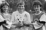 Футболисты «Спартака» В. Кульков, В. Шмаров и И. Шалимов, 1991 год