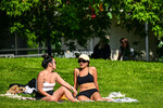 Девушки загорают в&nbsp;Парке Горького в&nbsp;Москве
