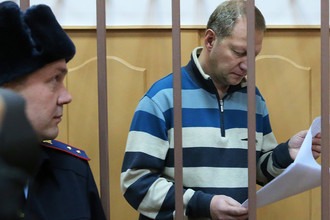 Глава Экспертно-криминалистического центра МВД Петр Гришин, обвиняемый в хищении в особо крупном размере, во время рассмотрения ходатайства следствия о его аресте в Басманном суде Москвы, 7 декабря 2017 года