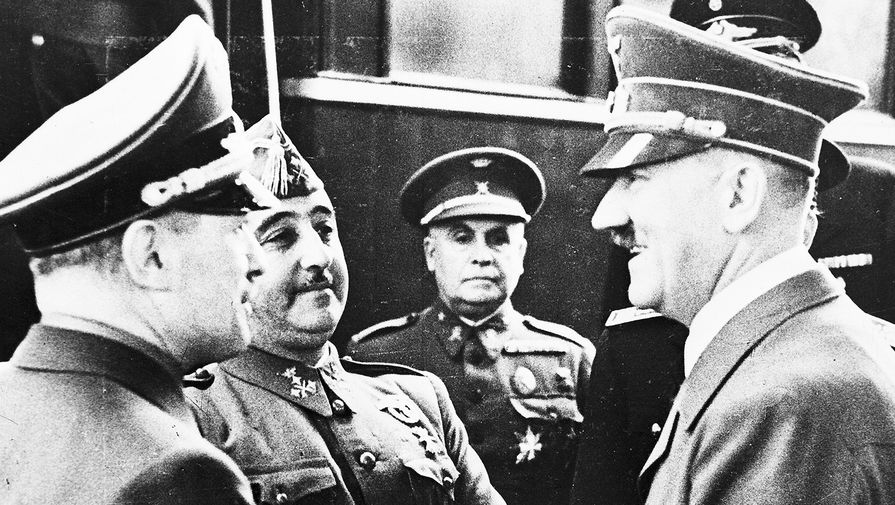 Франсиско Франко и Адольф Гитлер во время встречи во Франции, 23 октября 1940 года