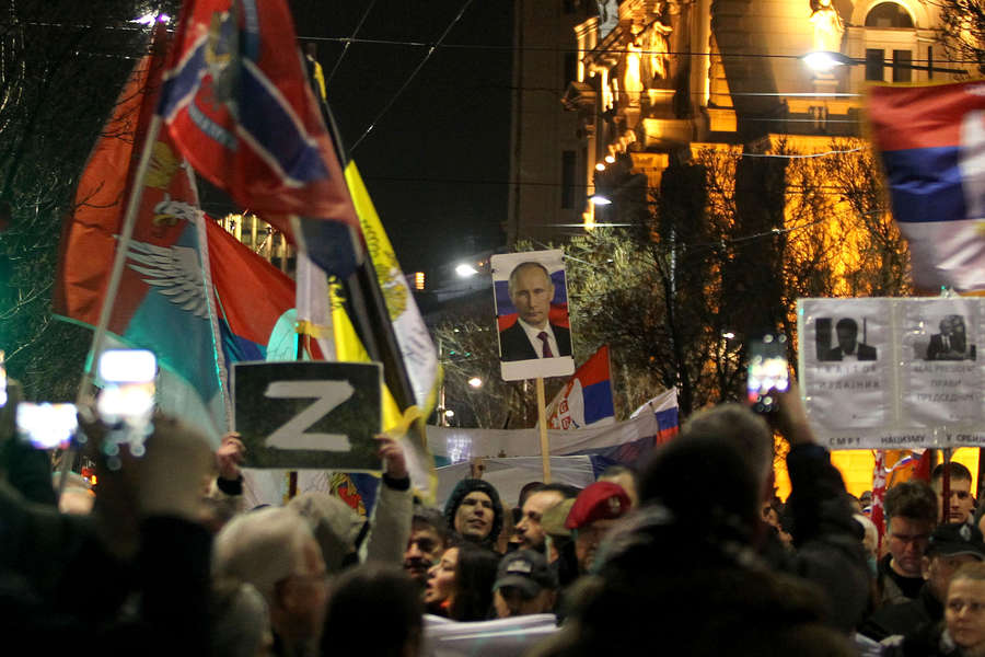 Участники митинга в&nbsp;поддержку России в&nbsp;Белграде, 4&nbsp;марта 2022&nbsp;года