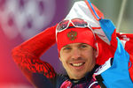 Евгений Устюгов после гонки преследования на 12,5 км в соревнованиях по биатлону на XXII зимних Олимпийских играх, 2014 год