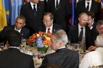 Президент США Барак Обама, генсек ООН Пан Ги Мун и президент России Владимир Путин