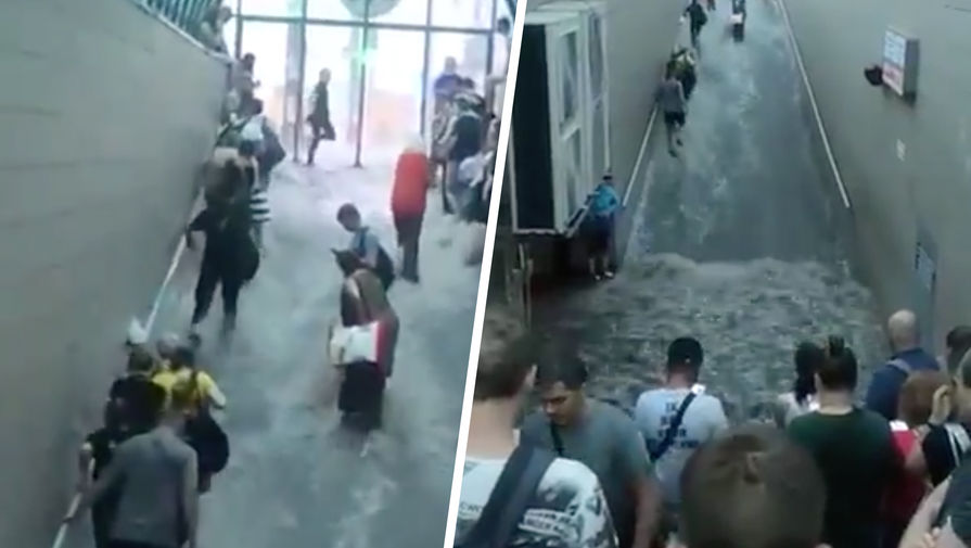 Появилось видео с водопадом в метро Киева