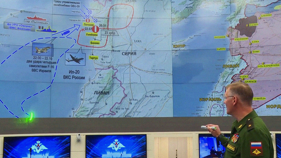 Официальный представитель министерства обороны России генерал-майор Игорь Конашенков во время официального заявления по поводу крушения самолета Ил-20 в Сирии, 18 сентября 2018 года