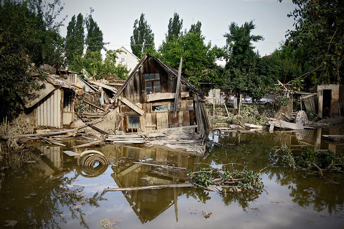 Дома, затопленные в&nbsp;результате наводнения 