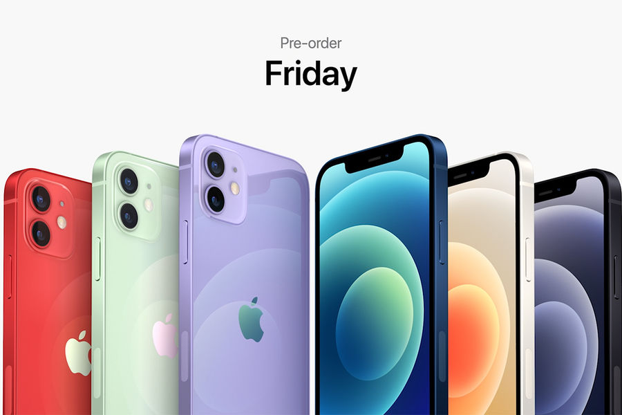 iPhone 12 в&nbsp;новом фиолетовом цвете во время весенней презентации Apple, 20 апреля 2021 года