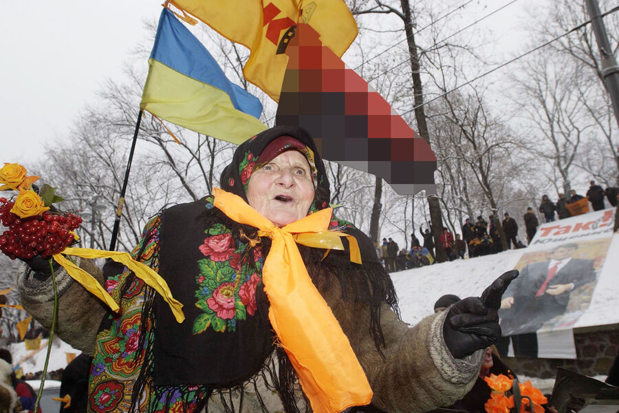 Сторонница кандидата в&nbsp;президенты Украины Виктора Ющенко во время митинга у&nbsp;здания Верховной рады Украины в&nbsp;Киеве, 01&nbsp;декабря 2004&nbsp;года