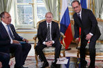 Лавров, Путин и Олланд на встрече «нормандской четверки»