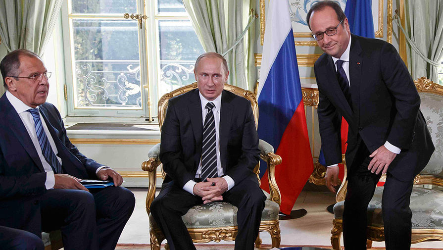 Лавров, Путин и Олланд на&nbsp;встрече «нормандской четверки»