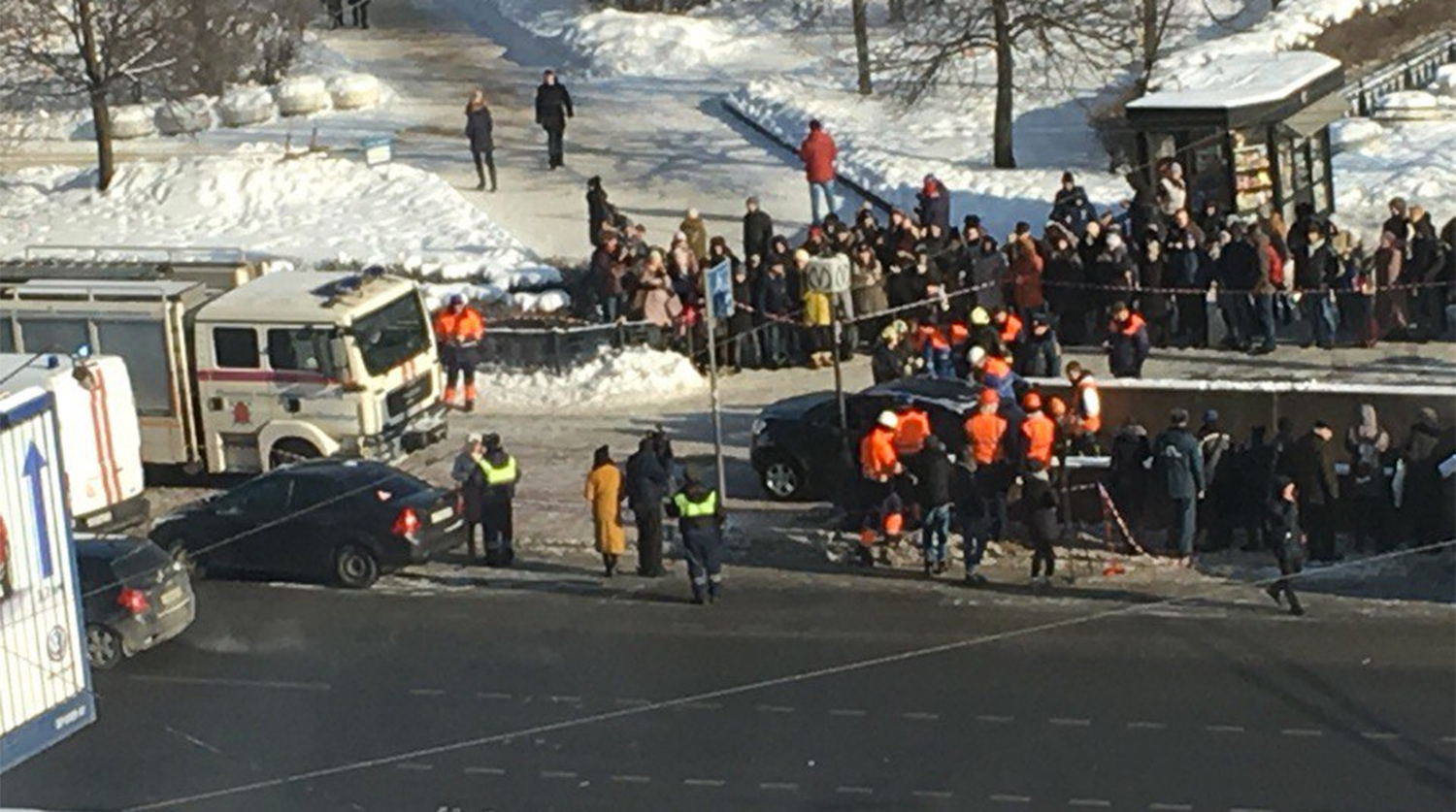 Ситуация у станции метро «Московская» в Санкт-Петербурге, 21 февраля 2018 года