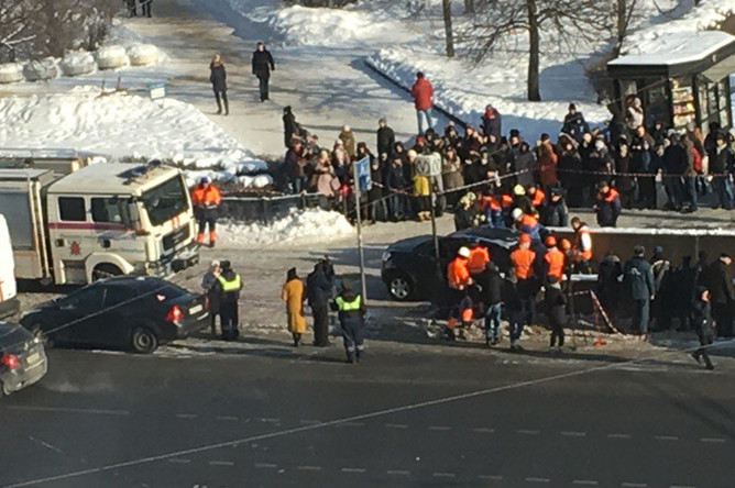 Ситуация у станции метро «Московская» в Санкт-Петербурге, 21 февраля 2018 года