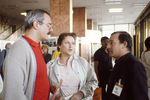 Кинорежиссер Никита Михалков, актриса Нонна Мордюкова кинорежиссер из Алжира Мирабет Аммар (слева направо) в дни работы XIV Московского международного кинофестиваля, 1985 г.
